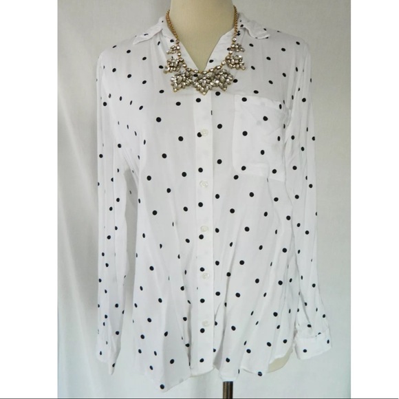 George Polka Dot Button Down Shirt Rayon M - Picture 2 of 6
